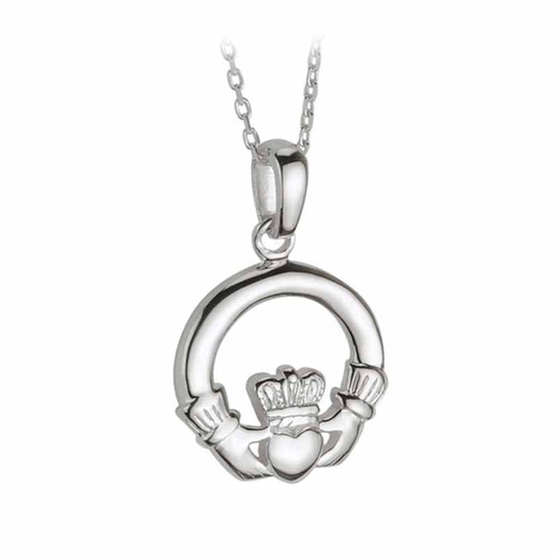 Solvar Sterling Silver Claddagh Necklace S4683 ShamrockGift.com