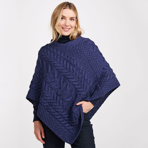 Aran-Woollen-Mills-SuperSoft-Merion-Knit-Triangular-Poncho-B676-576-Shamrockgift.com