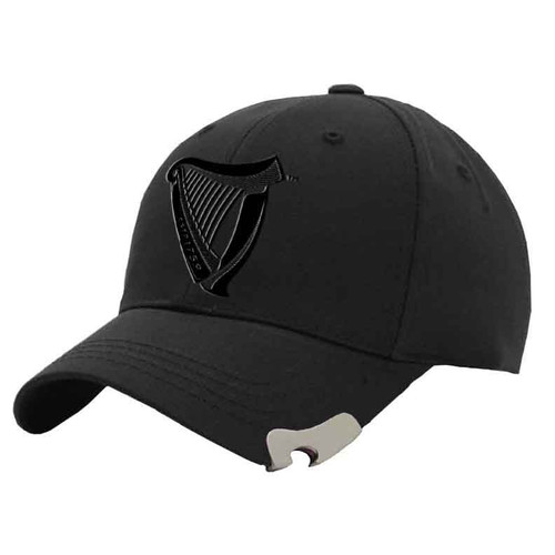 Black Guinness 3D Harp Bottle Opener Baseball Cap G6209-OS ShamrockGift.com