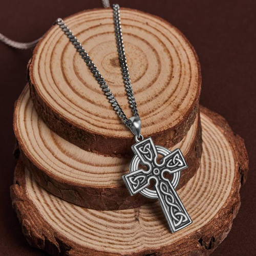 Solvar Sterling Silver Celtic Cross Necklace S44865 ShamrockGift.com