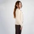 ML152 100 NATURAL WHITE Colour Short Knit Aran Lumber Cardigan Side View ShamrockGift.com