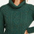 A191-403 Connemara Green Color Merino Wool Roll Neck Irish Sweater Closeup Neck View Shamrockgift.com