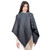 B819-572 SLATE GREY Color Traditional Buttoned Merino Wool Poncho for Women Shamrockgift.com