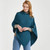 B819-443 TEAL BLUE Color Traditional Buttoned Merino Wool Poncho for Women Shamrockgift.com