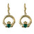 Gold Plated Drop Earrings with Emerald Heart Claddagh Symbols S3422 ShamrockGift.com
