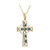 14K Gold with 6 Emeralds Detail Cross Pendant ShamrockGift.com