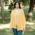 LS104 411 Tuscany Gold Celtic Leaf Motif Cotton Shawl Lifestyle Front ShamrockGift.com