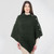 ML906-102 ARMY GREEN Colour Merino Irish Poncho with Button Detail Lifestyle Front ShamrockGift.com