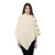 ML906 100 Natural White Merino Irish Poncho with Button Detail Front ShamrockGift.com
