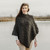 ML906 101 Charcoal Merino Irish Poncho with Button Detail Lifestyle Front ShamrockGift.com