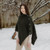 ML906 102 Army Green Merino Irish Poncho with Button Detail Lifestyle Side ShamrockGift.com ML906 102 Army Green Merino Irish Poncho with Button Detail Lifestyle Side ShamrockGift.com