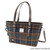 GA-LB1028-COL127-GREY WITH RUST OVERCHECK Ladies Harris Tweed Tartan Plaid Handbag ShamrockGift.com