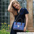 GA-LB1228-COL098-BLUE PURPLE CHECK ON GREY Harris Tweed Tartan Brora Tote Bag Lifestyle ShamrockGift.com