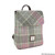 GA-LB1213-COL134-Soft Pink Buchanan Plaid Irish Tweed and Leather Backpack ShamrockGift.com
