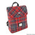 GA-LB1213-COL158-Red & Grey Tartan Plaid Irish Tweed and Leather Backpack ShamrockGift.com