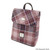 GA-LB1213-COL154-Pink Burgundy Check Plaid Irish Tweed and Leather Backpack ShamrockGift.com
