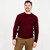 Men's Heavyweight Traditional Fisherman Wool Sweater Wine Red Front View ShamrockGift.com
