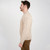 Men's Heavyweight Traditional Fisherman Wool Sweater Parsnip Side View ShamrockGift.com