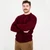 Men's Heavyweight Traditional Fisherman Wool Sweater Wine Red Studio ShamrockGift.com