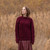 Women's Heavyweight Traditional Aran Wool Sweater Wine ShamrockGift.com