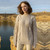 FL194 609 Parsnip Color Women's Heavyweight Traditional Aran Wool Sweater Wine Front view ShamrockGift.com