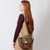 ISL-2812 Harris Tweed Medium Cobble Satchel Chestnut Blue Tartan Lifestyle ShamrockGift.com