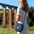 GA-LB1204-COL119-BLUE WITH TURQUOISE OVERCHECK Women's Round Harris Tweed Crossbody Bag Lifestyle ShamrockGift.com