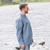 LV-VSGFS-VR25 Vintage Irish Grandfather Shirt in Blue Stripes Side View ShamrockGift.com