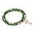 JCW-19106 Stretch Wrist Rosary with Silver-Tone Charm Black studio ShamrockGift.com