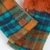 ISL-9008ORANBLUTTL00 Women's Lambswool Faux Fur Tartan Mittens Orange Blue Tartan ShamrockGift.com