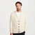 B132070- Men's Traditional Aran Cardigan with Shawl Collar White Front View ShamrockGift.com