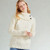 B170367- Women's Wool Aran Sweater with Buttons White Studio ShamrockGift.com