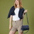 ISL-8356BEIDTL00 Navy Color Harris Tweed & Genuine Leather Clutch Bag Lifestyle ShamrockGift.com