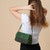 ISL-8356BEIDTL00 Dark Green Color Harris Tweed & Genuine Leather Clutch Bag ShamrockGift.com