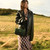 ISL-8356BEIDTL00 Dark Green Color Harris Tweed & Genuine Leather Clutch Bag LifestyleShamrockGift.com