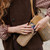 ISL-8588BEIDTL00-Beige Color Harris Tweed Genuine Leather Tote Pouch Lifestyle ShamrockGift.com