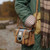 ISL-8711CBLTTL00  Chesnut Blue Tartan Harris Tweed Genuine Leather Mini Satchel Lifestyle ShamrockGift.com