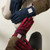 ISL-9001--FUCHSIA AND NAVY Herringbone Ladies Harris Tweed & Genuine Leather Gloves Lifestyle ShamrockGift.com