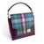 MCS-MAC2602-GREEN PURPLE Harris Tweed & Vegan Leather Messenger Bag Front View ShamrockGift.com