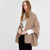 LLS109 Ladies Aran Lambswool Shawl Brown Side View ShamrockGifts.com