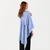 Aran Lambswool Monochrome Poncho Blue back side view ShamrockGift.com
