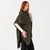 Aran Lambswool Monochrome Poncho Army Green side view ShamrockGift.com