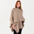 Aran Lambswool Monochrome Poncho Brown front view ShamrockGift.com