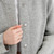 AWL320-303-GREY-Colour Ladies Herringbone Wool Coat Closeup View Buttons ShamrockGift.com 