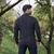 MM202 Charcoal Traditional Men's Crew Neck Aran Sweater Back Side ShamrockGift.com