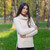 SAOL Ladies Turtleneck Ribbed Cable Knit Sweater Natural AWL118 Life Style  ShamrockGift.com