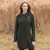 ML144 Army Green Women's Hooded Aran Zipper Coat Front Lifestyle ShamrockGift.com