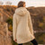 ML144 Natural White Women's Hooded Aran Zipper Coat Back Side Lifestyle ShamrockGift.com ML144 Natural White Women's Hooded Aran Zipper Coat Back Side Lifestyle ShamrockGift.com