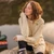 ML144 Natural White Traditional Aran Cable Honeycomb And Moss Stitches Knitted Coatigan For Women ShamrockGift.com