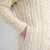 ML144-100 NATURAL WHITE Color Women's Hooded Aran Zipper Coat Sleeve View  Shamrockgift.com